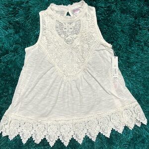 white high neck tank top